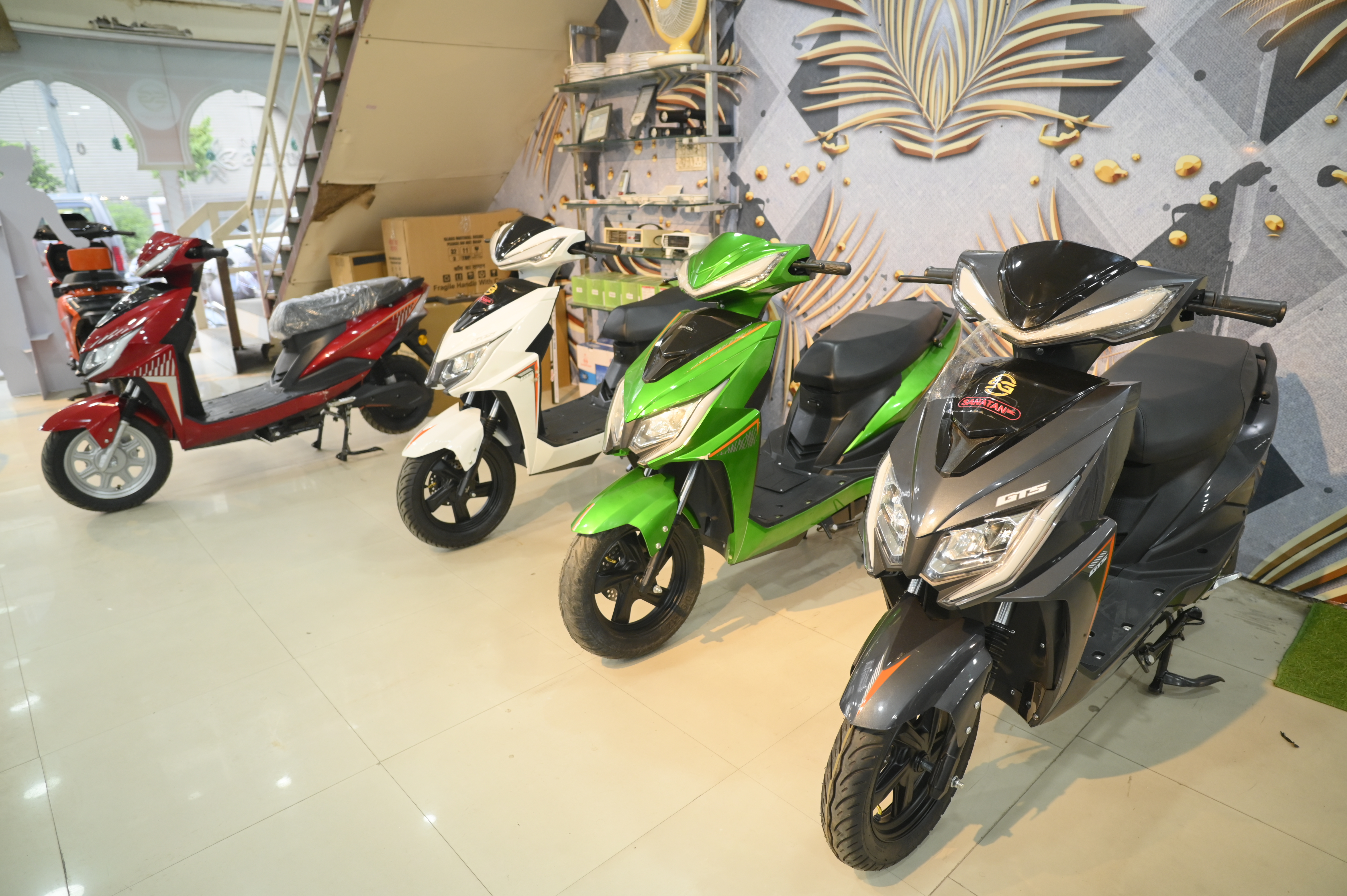Electric scooter showroom display